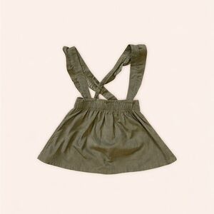 Olive Green Corduroy Dress Toddler Size 2T | Crossback Ruffle Straps
